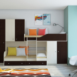 Кровать двухъярусная Лео Дуб молочный/Голубой